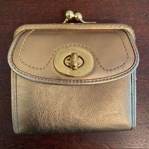 Coach Metallic Wallet with Turn-Lock